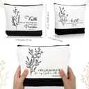 Huhumy 10 Pcs Christian Religious Gifts for Women Bulk, Inspirational Bible Verse Cosmetic Bags, Canvas Makeup Bag Pencil Pouch for Church Mother Women Coworker Team