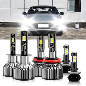 Compatible For Hyundai Elantra 2007-2013 H1 H11 High/Low Beam 881 Fog Light Bulbs, 600% Brightness 6500K White with Cooling Fan, Plug and Play, IP68, Pack of 6