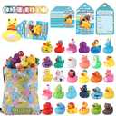 Prudiut Cruise Rubber Ducks Kits 30 Pcs Assorted Cruising Duck with 30 Cruise Ducks Tags and 40 Rubber Bands with Duck Storage Bag for Cruise Ship Hiding Essentials