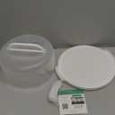 Top Shelf Elements Round Cake Carrier Two Sided Cake Holder Serves as Five Section Serving Tray, Portable Cake Stand Fits 10 inch Cake, Cake Box Comes With Handle, Cake Container Holds Pies (White)