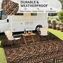 MontVoo Outdoor Rug 8x10 Waterproof Outdoor Patio Rug Mat Reverisble Plastic Straw Outdoor Rug for RV Camping Picnic Beach Balcony Boho Black Brown
