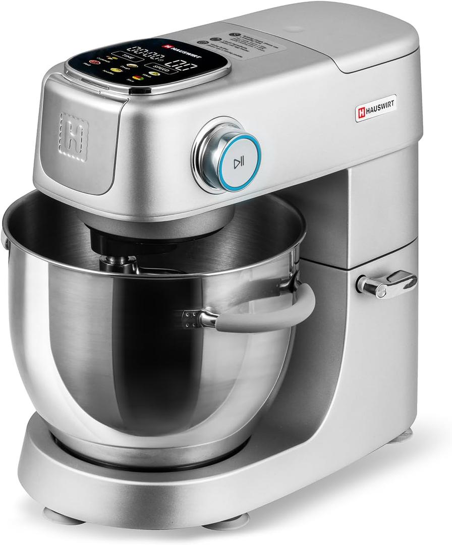 Hauswirt Stand Mixer 6QT XL Large, 4.5" LED Touch Screen Electric Household Stand Up Mixer, Full Metal Structure Standing Mixer 11-Speed, Dough Cake Bread Mixer Silver