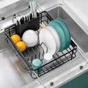 Over the Sink Dish Drying Rack,In Sink Dish Drying Racks,Expandable Dish Rack Over Sink Counter,Adjustable Dish Drainer for Inside Sink with Utensil Holder, Stainless Steel Dish Strainer Large Size