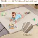 50"x50" Premium Baby Play Mat, Thick Memory Foam with Wipe-Clean Leather Cover, Non-Slip & Machine Washable Floor Mat for Tummy Time, Crawling and Family Bonding Time, Cream