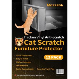 Cat Scratch Couch Furniture Protector: Thickened Protectors Sofa Guard from Cats Scratching - 12 Pack Clear Plastic Sticky Cover Anti Scratch Protection for Couches from Pet Claw