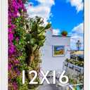 12x16 Wood Picture Frame White, Modern Natural Woodgrain 16x12in Frame, Rustic Wooden 12 x 16 inch Gallery Wall Photo Poster Frame with HD Plexiglass, Horizontal Vertical Wall Mounting Display 1pcs