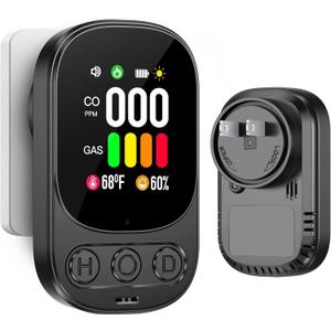 4in1 Plug in Carbon Monoxide Detector & Natural Gas Combination Detectors with Backup Battery CO Gas Temp Humidity 2.1'' HD Screen & Indicator, Methane Combustible Gas Alarm,Black 4in1 Plug in Carbon Monoxide Detector & Natural Gas Combination Detectors with Backup Battery CO Gas Temp Humidity 2.1'' HD Screen & Indicator, Methane Combustible Gas Alarm,Black