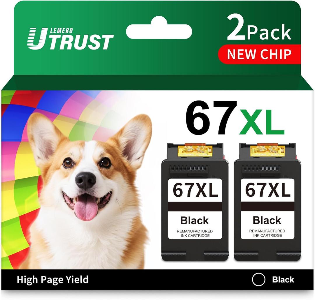 67XL Ink Cartridge Replacement for HP 67 67XL Printers Work for HP DeskJet 2700 2752 2755e 2855e 2800 2742e 4155e 4255e 4100 Envy 6055e 6000 6455e 6400 6458e 2 Pack-Black