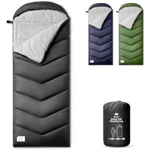 Sleeping Bags for Adults Warm Weather, Waterproof, Lightweight Backpacking Camping 3 Seasons 3lb Sleeping Bag with Compression Sack Camping Essentials Gear Black