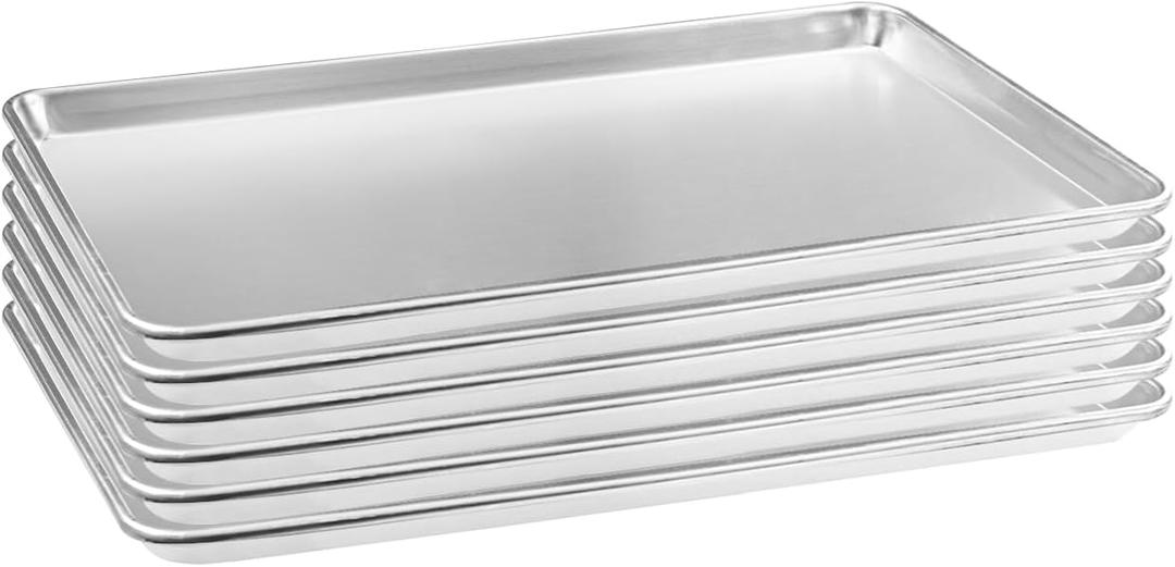 HARDURA Aluminum Baking Sheet Pan 18L X 13W X 1H Cookie Sheet, 6Packs, For Oven in Bakery & Restaurant, Kitchen