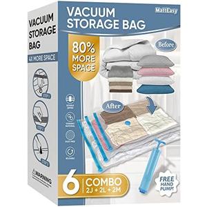 MattEasy Space Saver Vacuum Storage Bags, Space Saver Bags with Pump, Storage Vacuum Sealed Bags for Clothes, Comforters, Blankets, Bedding