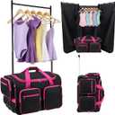 Dance Bag with Garment Rack and Curtain, 23'' Dance Competition Bag with Garment Rack & Wheels, Rolling Dance Bag for Girls, Suitcase for Dancer Cheerleader Little Princess(Black)