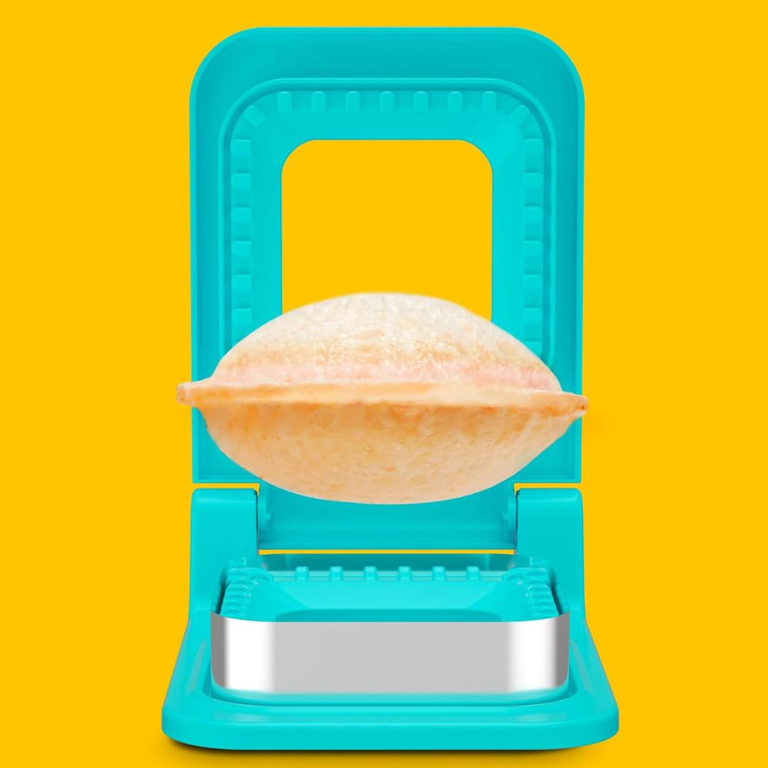 Metal Sandwich Cutter and Sealer - Round Crustless Sandwich Cutter for Peanut Butter and Jelly Sandwich Maker, PB&J Snacks Party Food Prep (Green Square)