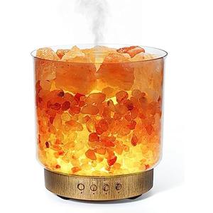 Essential Oil Diffuser, 3 in 1 Aromatherapy Diffuser & Himalayan Salt Lamp & Ultrasonic Humidifier with Timer for Large Room, Intermitten Mist Up to 20 hrs, 7 Color Light Auto Shut-Off 300ml
