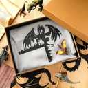 MorningRo 4 Pcs Dragon Door Frame Decoration Set Black Metal Themed Corner Sign Bathroom Wall Art Decor for Indoor Outdoor Door Window Home Office