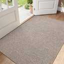 Color&Geometry Ultra Thin Indoor Door Mat (Rolled-up NO Creases) 36"x56", Non Slip Rubber Backed Dirt Trapper Door Mat Indoor Entrance, Low Profile Entryway Mat, Easy Clean, Light Brown Linen