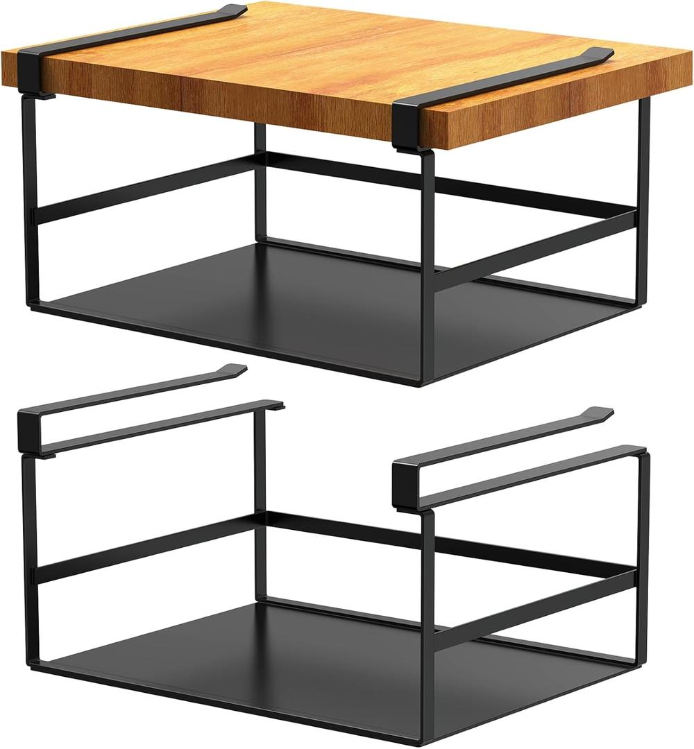 Under Shelf Storage Basket Organizer Hanging Holder for Kitchen, Pantry, Desk, Bookshelf, Cabinet Heavy Duty Slide-in Hanging Storage Basket (Black Large)