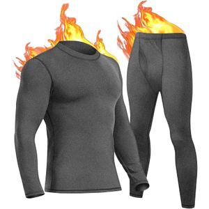 UNIQUEBLLA Long Johns Thermal Underwear Set for Men Thermal Base Layer Cold Weather Bottom Top (X-Large, Dull Black)