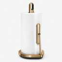 simplehuman Tension Arm Standing Paper Towel Holder, Heavy-Duty, Easy One-Handed Tear, Countertop Kitchen Paper Towel Dispenser, Brass Stainless Steel