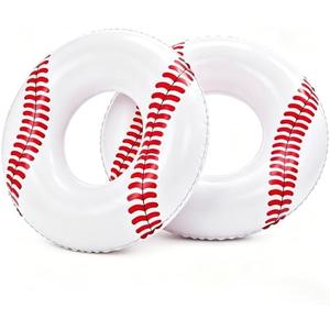 2Pcs Large Inflatable Pool Float for Adults Baseball Soccer Sports Swim Rings Swimming Pool Tubes for Teens Summer Beach Themed Party