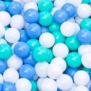 2.2in/5.5cm Ball Pit Balls, 100Pack in Sky Blue, Pastel Blue & White  NonToxic, Durable for Game Tents, Pools & Bounce Houses, Ages 0+
