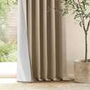 Light Brown Pinch Pleated 100% Blackout Linen Bedroom Curtains 96 Inch Length Double Layer Pleat Curtains Ring Hooks Back Tab Black Out Room Darkening Drapes 96 Inches Long Living Room Copper Coffee