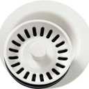 Elkay LKQD35PA Polymer Disposer Flange with Removable Basket Strainer and Rubber Stopper, Parchment (Parchment)