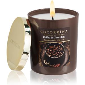 COCORRNA Fall Candles - Coffee & Chocolate 5 oz Soy Wax Scented Jar Candles for Home Scented, 31 Hours Burn Time, Aromatherapy Candle Gifts for Men Women