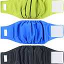 wegreeco Washable Dog Diapers - Washable Male Dog Belly Wrap - Pack of 3 - (Black,Blue,Olive,Medium)