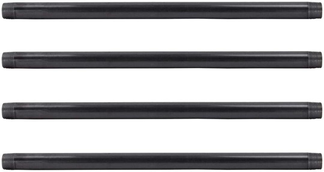 PIPE DECOR 1" x 30" Black Steel Plumbing Pipe, 4-Pack, Pre Cut Connector, Industrial Steel Grey Fits Standard One Inch Threaded Black Malleable Iron Fittings, Build Vintage DIY Furniture