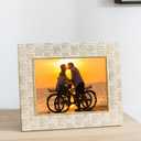 Kimdio 6x8 Picture Frames Resin Table Frame Rustic Photo Frame with High Definition Glass for Wall or Tabletop Display - Gold+White