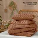 Tufted Boho King Size Comforter Set, 3 Pieces Burnt Orange Boho Bed Set, Farmhouse Shabby Chic Embroidery Bedding for All Seasons, Soft Jacquard King Bedding Set with Comforter  2 Pillow Shams
