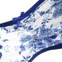 seamoly Sexy Blue Gingham Bow Decor Ruched Backless Lace Up Bandeau Bikini Set Strapless Swimsuits for Women