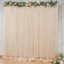 10x10ft Champagne Tulle Backdrop Curtain for Parites, Sheer Backdrop Curtains for Wedding Baby Shower Birthday Party Photo Shoot Decorations (10ft x 10ft(2 Panels 5*10ft))