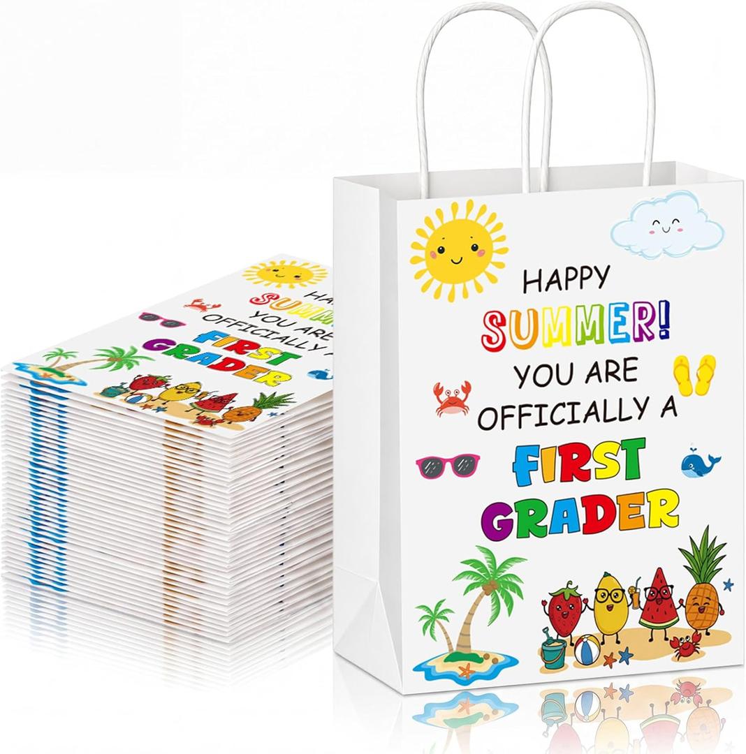 Crtiin 24 Pcs End of Year Gifts Bags for First Grader, Summer Party Favor Bags Bulk with Handles, Last Day of School Goodies Bag, Class Present Bag for School's Out Classroom Favor Student Classmate