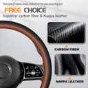 14.5-15" Nappa Leather & Carbon Fiber Steering Wheel Cover - Ultra-Thin Bare-Hand Feel, Sweat-Proof Sport Grip - Instant Supercar Interior Upgrade for Sedan/SUV