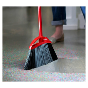 O-Cedar PowerCorner Angle Broom with Dustpan, Red, 1 Each