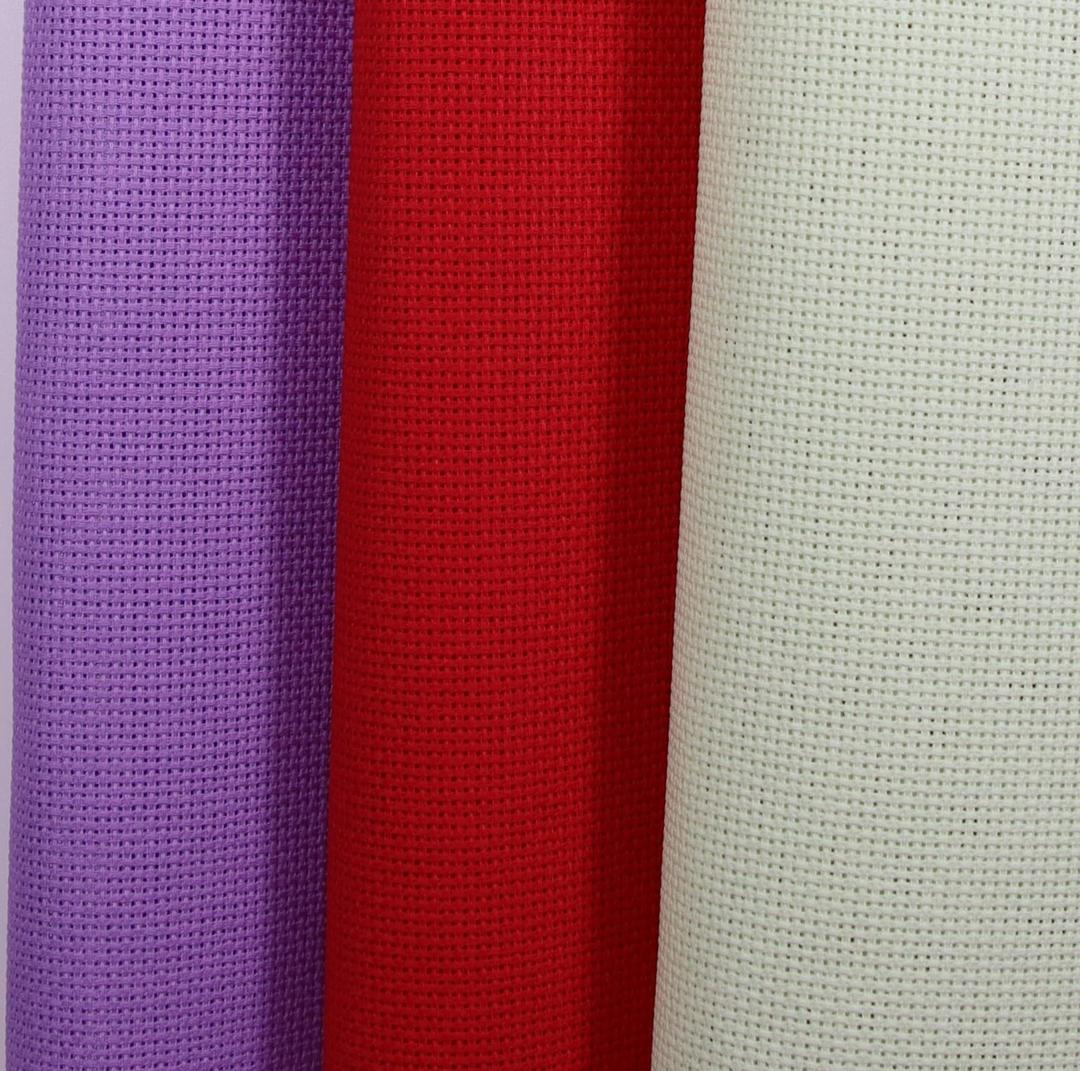 KCS 3 pc of 15" x 18"(38cmx45cm) Counted Cross Stitch Cotton Aida Cloth Needlework Rolled Fabric Box,18CT,Light Green+Lavender+Red