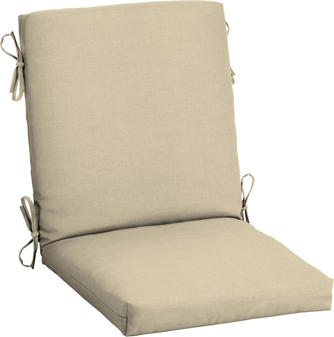 Arden Outdoor Midback Chair Cushion, 18 x 16.5, Tan Leala, 16.5"D x 18"W x 3.5"H
