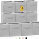 Criusia Storage Cubes, 11 Inch Cube Storage Bins for Shelves (10 Pack), Fabric Collapsible Storage Bins with Dual Handles, Foldable Cube Baskets for Clothes, Closet Organizers and Storage Box (Grey)