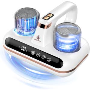 Amzany Mattress Vacuum Cleaner - 5-in-1 Cordless Bed Vacuum Cleaner, Powered by UV-C Light & Ultrasonic Technology, 16Kpa Strong Suction,Low Noise,Suitable for Dust, Pet Hair, Etc. (White)