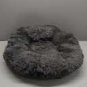 Dog Bed, Cat Calming Bed, Faux Fur Pillow Pet Donut Cuddler Round Plush Bed for Small Dogs and Cats (23.0"L x 23.0"W x 7.0"Th, Dark Grey)