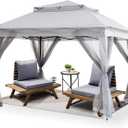 Patio Gazebo Outdoor Pop Up Gazebo with Curtains and Shelter for Patio, Party & Backyard (Grey, 11x11)