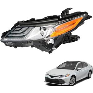 Headlight Black Housing Assembly Clear Lens Headlights Left Side Replacement for 2018 2019 2020 Camry XLE/XSE