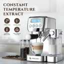 AMZCHEF Espresso Machine, Auto Milk Frother, 20 Bar Pressure, Silver