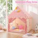 Kids Tent for Grils Indoor: with Mat, Star Lights - Pink Play Tents for Kids Indoor Playhouse - Princess Tent for Playroom Gift for Girls Birthday (Pink W/Cloth)