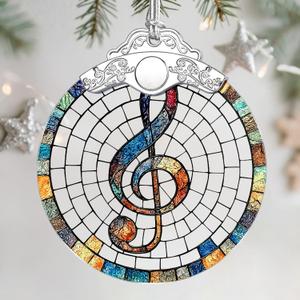 Christmas Ornaments: Stained Glass Ornament, Christmas Tree Ornament, Hanging Ornaments for Home Decor & Xmas Tree Decorations Exquisite Holiday Decor, Gifts & Holiday Present - Musical Note
