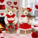 Lulu Home 2 Packs Valentine's Day Decorations, Xmas Bears Tabletop Ornaments for Mantel Fireplace Window Sill Holiday Christmas Indoor Decor & Gifts
