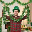 2 x 20/40/60/80 FT St Patricks Day Garland Decor Gold Green Shamrock Hat Tinsel Garland, Shiny Metallic Streamer Twist Garland Hanging St Patricks Day Decorations for Home Indoor Outdoor Party Supplies
