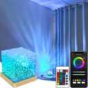 VIPMOON Ocean Wave Projector Light, 16 Colors & Rechargeable Northern Lights Water Cube Lamp, Wave Ripple Projector Night Light with APP & Remote Control Christmas Decor for Bedroom and, Office, Bar (Square)